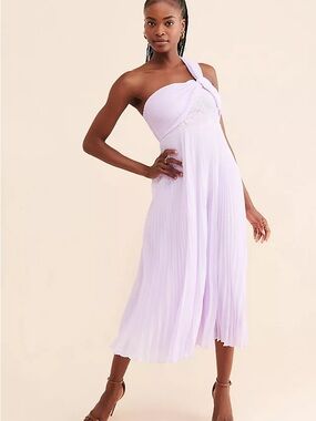 Vineet Bahl Pleated Lace Midi Dress in lilac